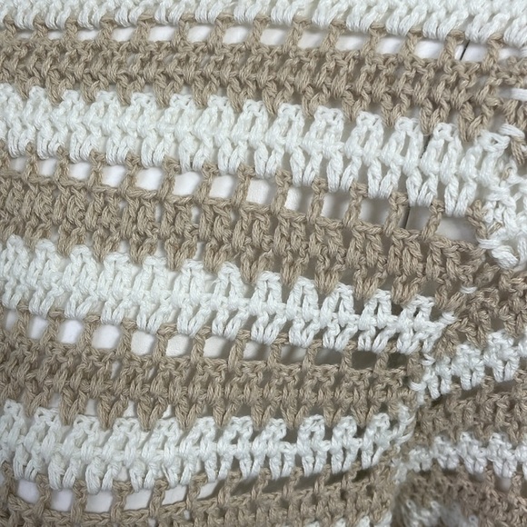 Ann Mashburn Fleur Cotton Sweater Tan & White Stripes size XL - Picture 9 of 9